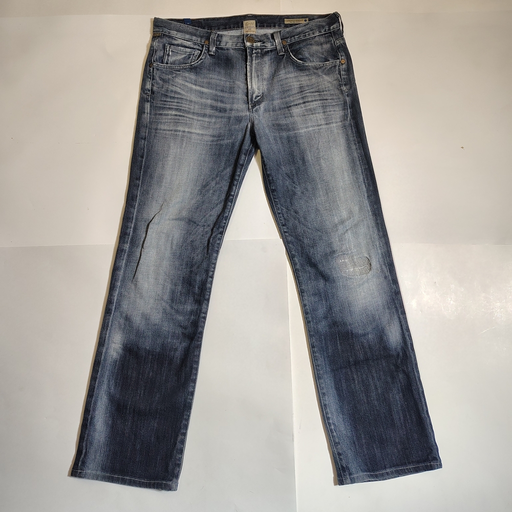 Y2K Citizens Of Humanity Sid Straight Faded Distressed Denim Jeans 34x32 USA
